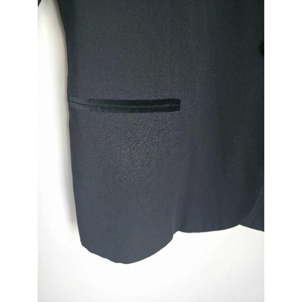 Vintage 90s Harve Benard Black Tuxedo Blazer Women L Velvet Trim Classic